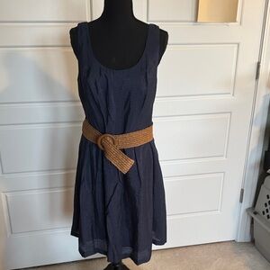 Nine West Navy Dress with Tan Belt